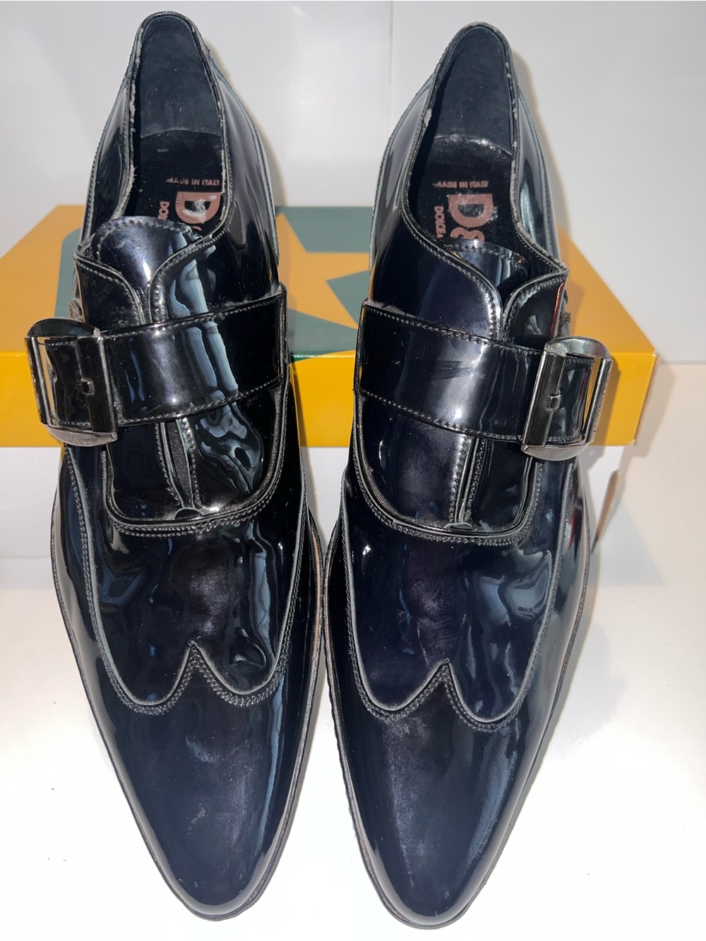 D&G Black Patent Leather Monk Strap Oxfords- NWB-RUNWAY MENS EU44